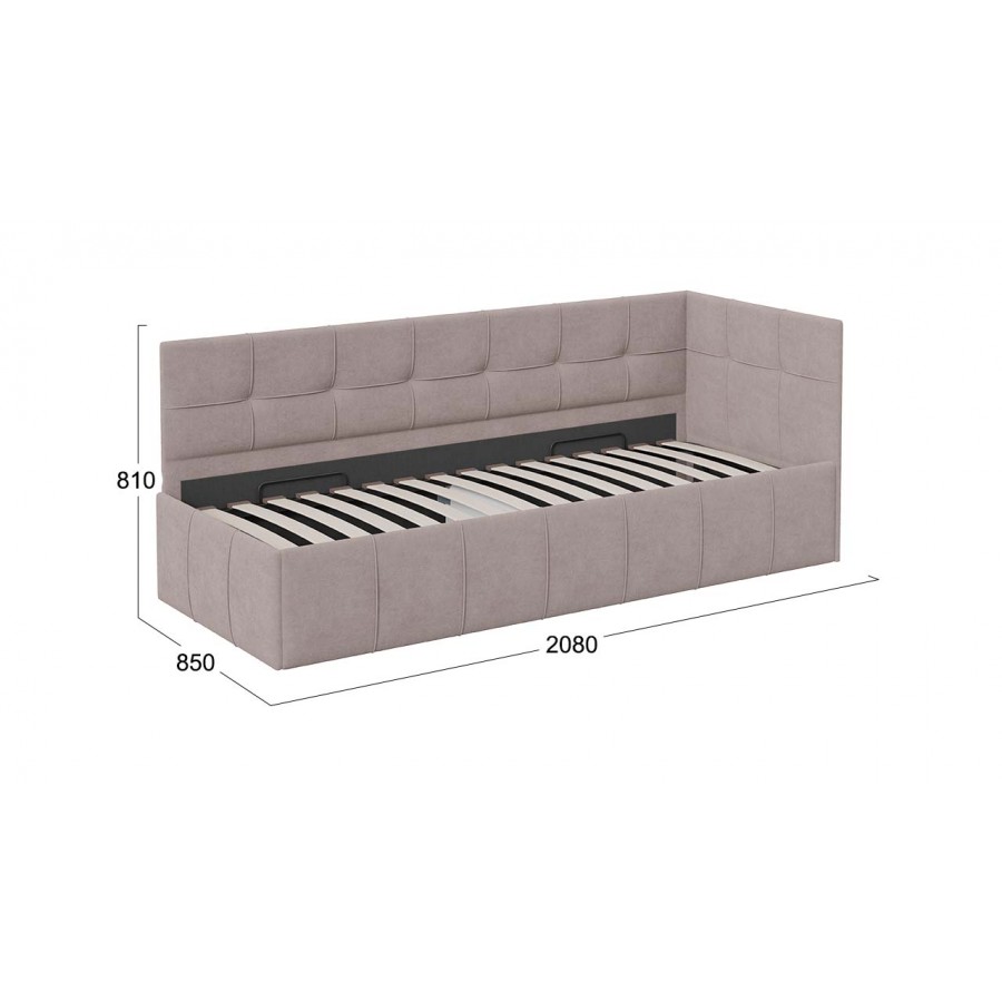 Кровать с мягкой обивкой с ПМ (с подъемным механизмом) «Грей» Тип 1 Велюр Galaxy серо-бежевый