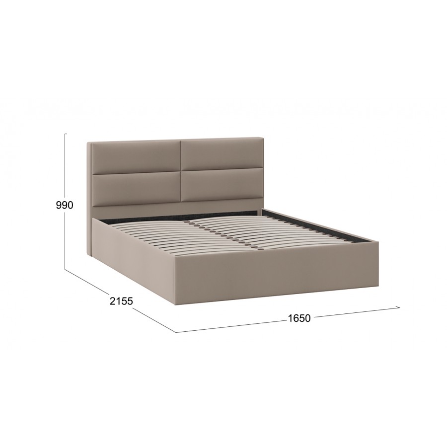 Кровать без ПМ «Глосс» Тип 1 (без подъемного механизма) Велюр Мокко темный