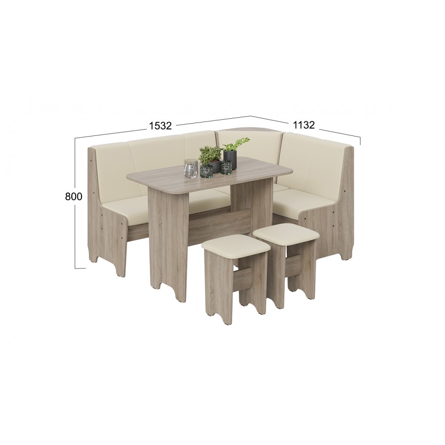 Кухонный уголок «Техас» Исп.1 Дуб Сонома трюфель, Экокожа бежевая