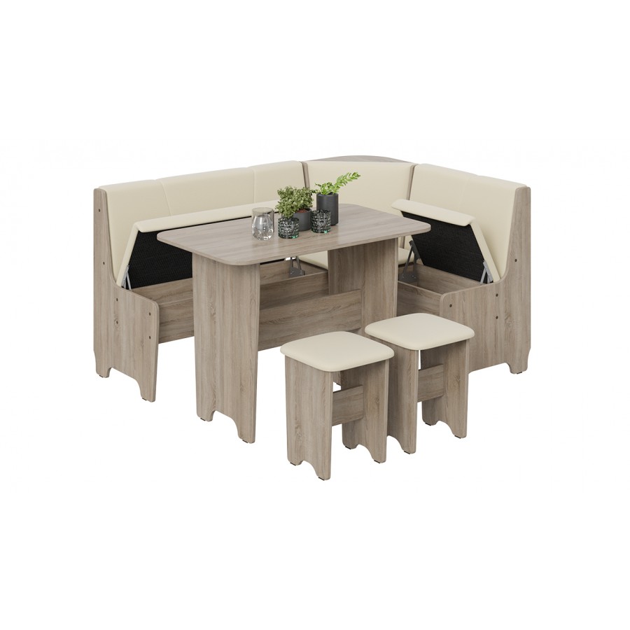 Кухонный уголок «Техас» Исп.1 Дуб Сонома трюфель, Экокожа бежевая