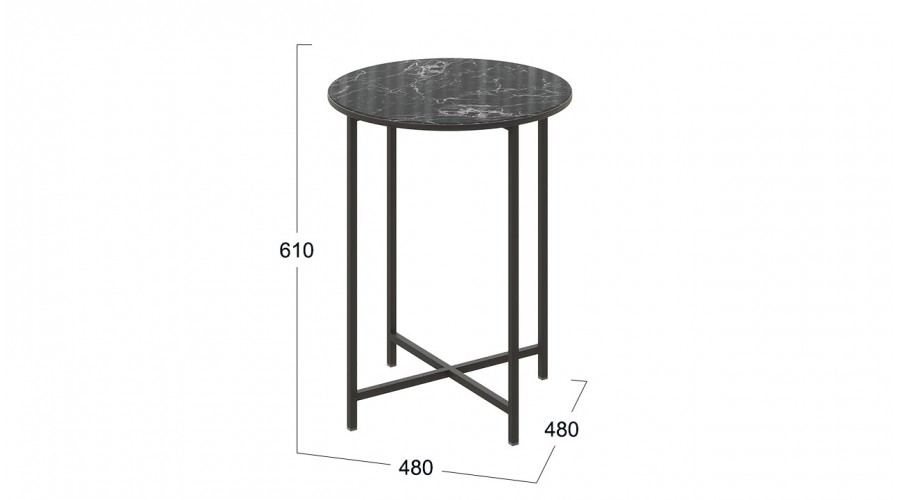 Стол журнальный ДП 1-03-04 Черный, Стекло Мрамор черный