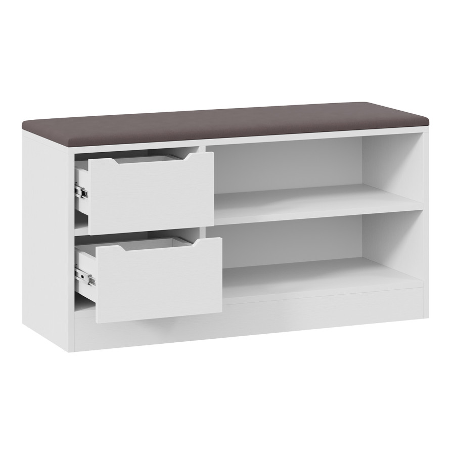 Тумба для обуви Тип 13 Белый Ясень, Велюр Серый