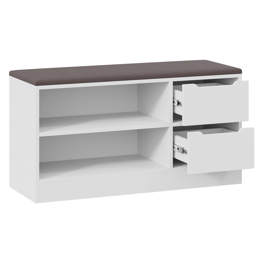 Тумба для обуви Тип 13 Белый Ясень, Велюр Серый