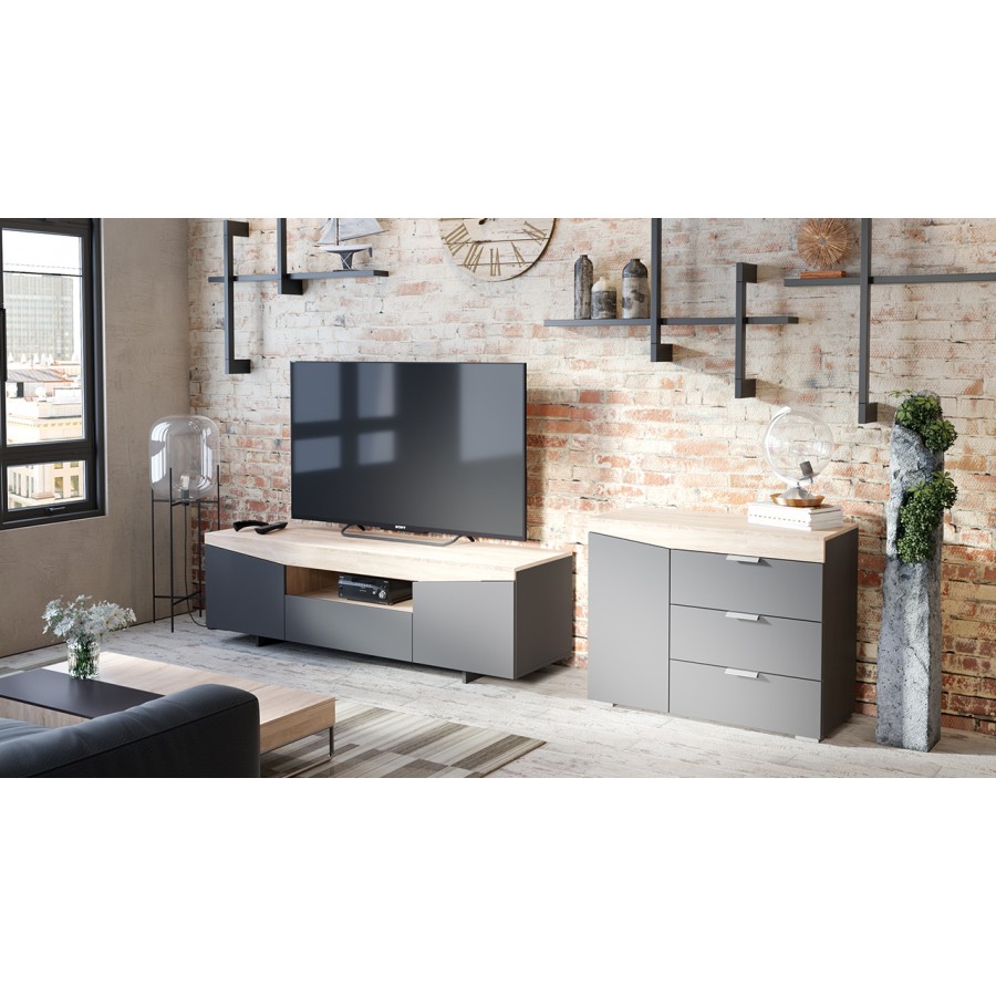 Тумба ТВ тип 1 Дуб Сонома/ Графит Серый