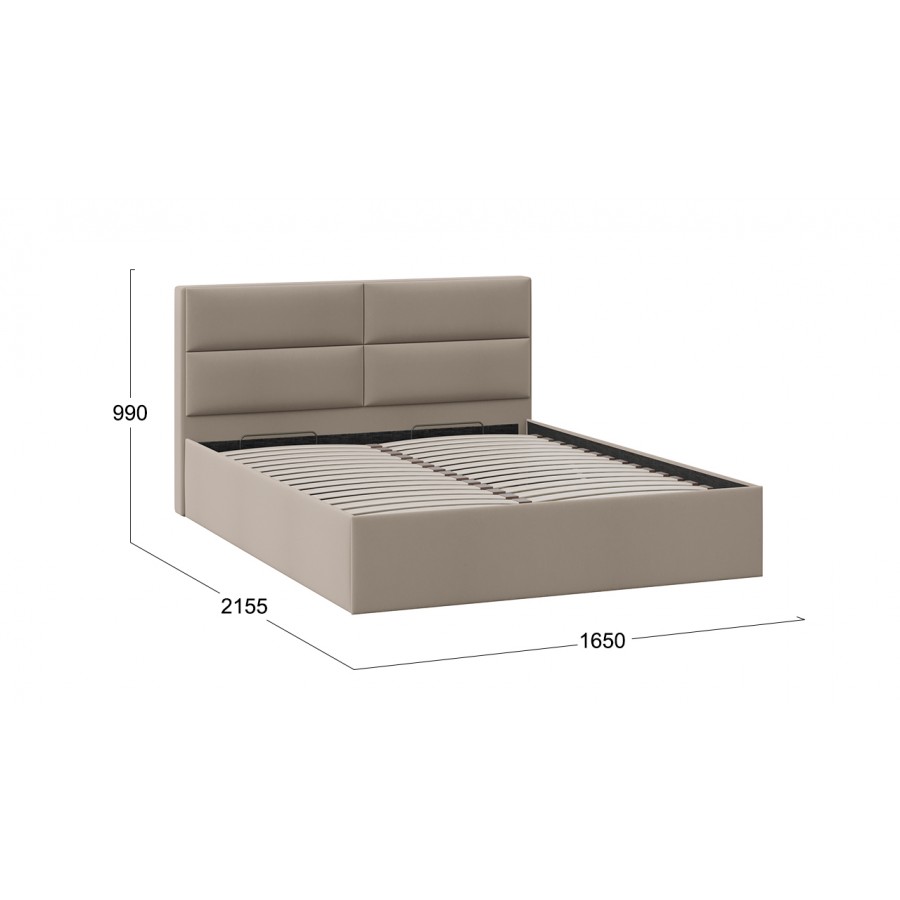 Кровать с ПМ «Глосс» Тип 1 (с подъемным механизмом) с заглушиной Велюр Мокко темный