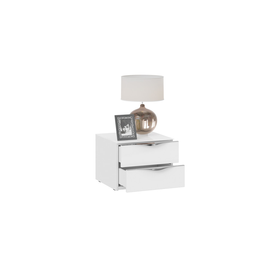 Тумба прикроватная с 2 ящиками «Глосс» - ТД 319.03.01 Белый глянец, Стекло