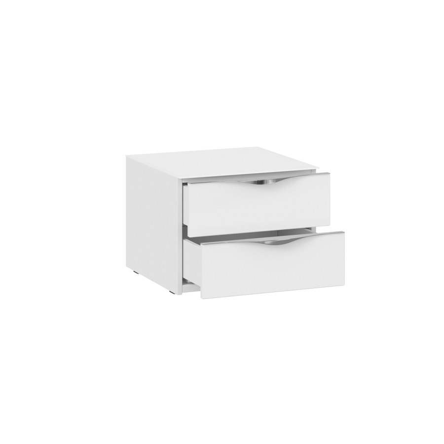 Тумба прикроватная с 2 ящиками «Глосс» - ТД 319.03.01 Белый глянец, Стекло