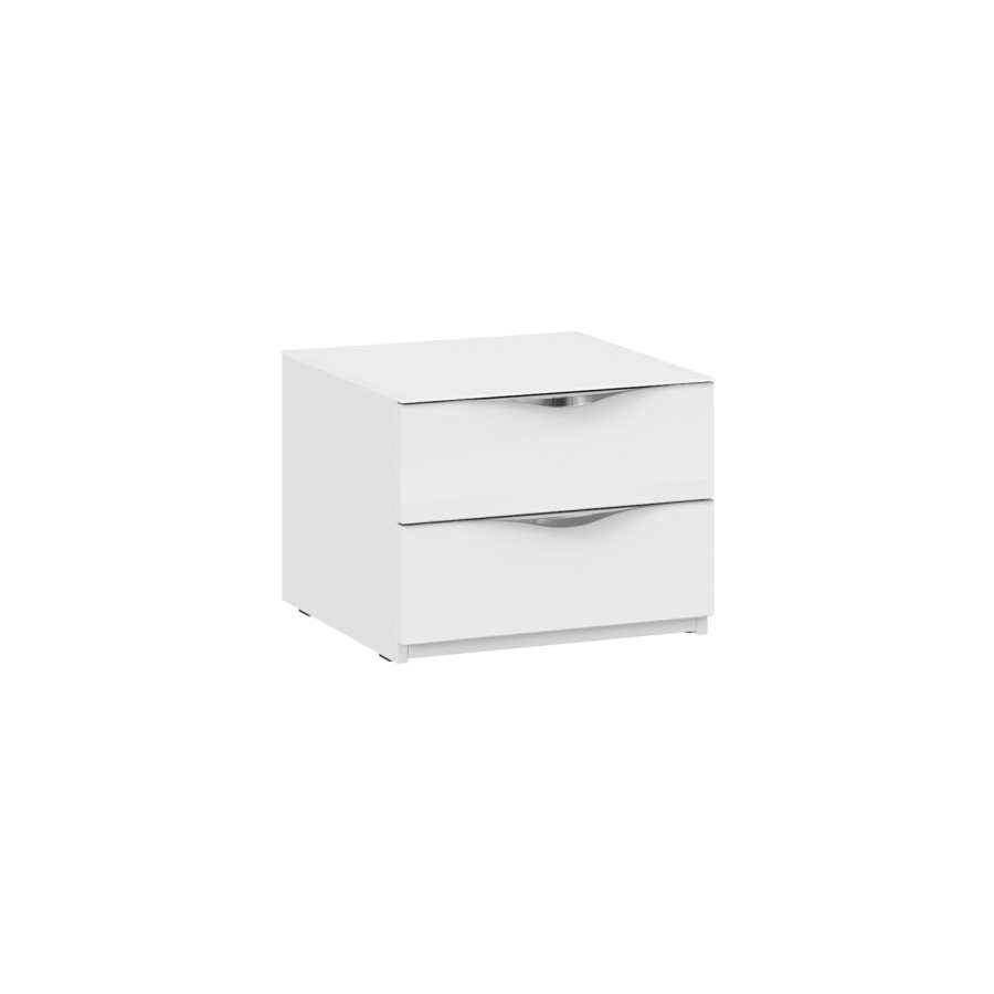 Тумба прикроватная с 2 ящиками «Глосс» - ТД 319.03.01 Белый глянец, Стекло