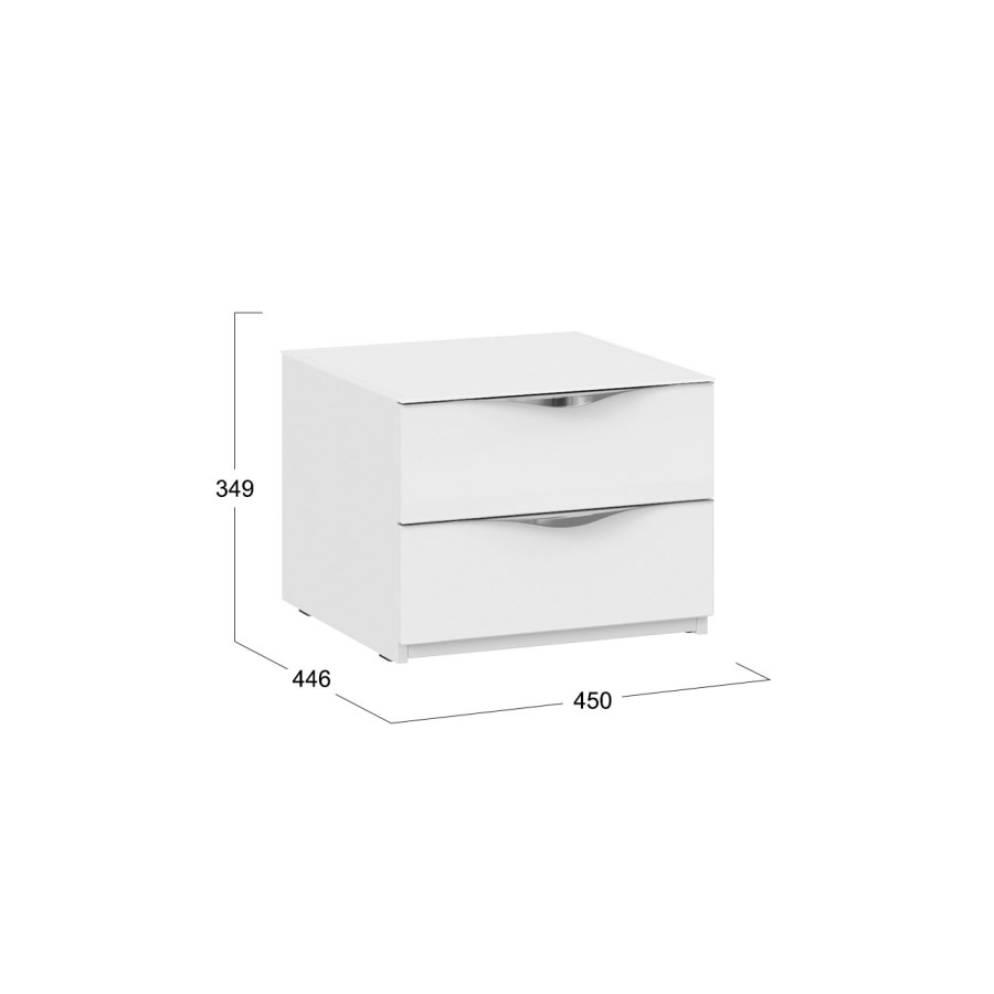 Тумба прикроватная с 2 ящиками «Глосс» - ТД 319.03.01 Белый глянец, Стекло