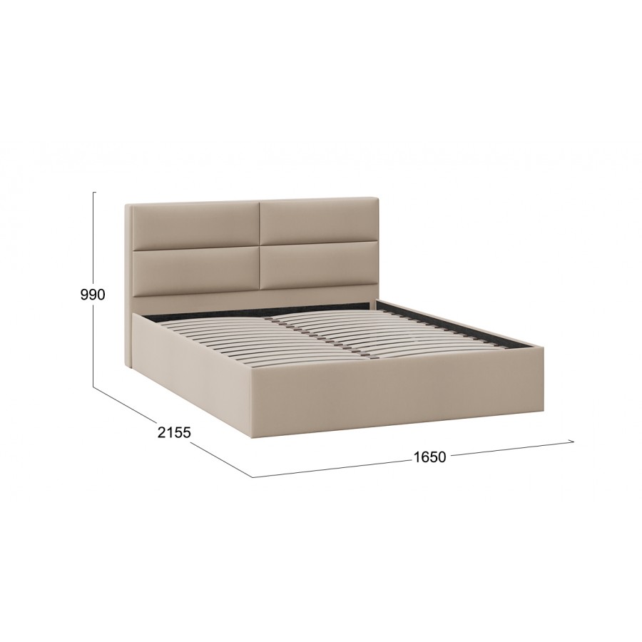 Кровать без ПМ «Глосс» Тип 1 (без подъемного механизма) Велюр Мокко светлый