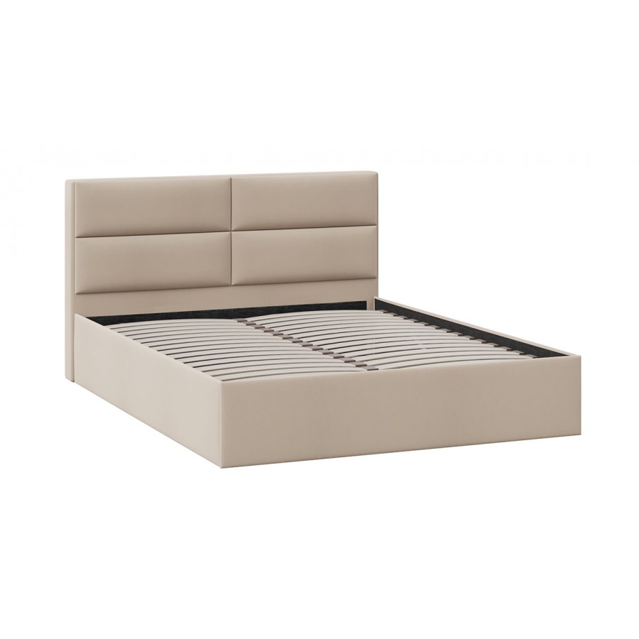 Кровать без ПМ «Глосс» Тип 1 (без подъемного механизма) Велюр Мокко светлый