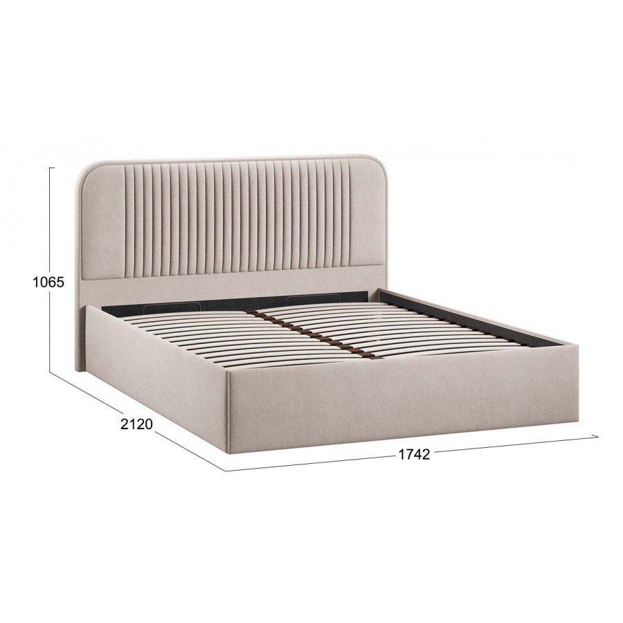 Кровать с ПМ «Тиффани» Тип 1 с заглушиной Велюр Мокко светлый