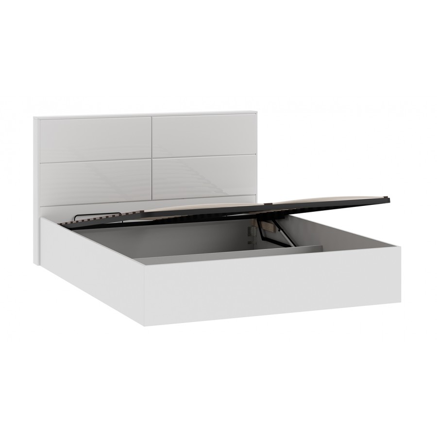 Кровать с ПМ «Тесса» Тип 2 (с подъемным механизмом) Белый Жемчуг, Белый глянец