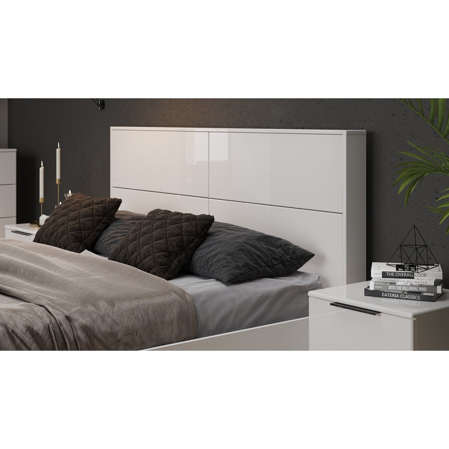 Кровать с ПМ «Тесса» Тип 2 (с подъемным механизмом) Белый Жемчуг, Белый глянец