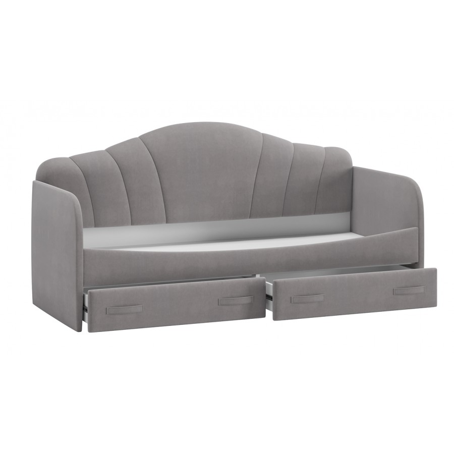 Кровать с мягкой спинкой и ящиками «Сабрина» (900) - ТД-307.12.02 Велюр Светло-серый