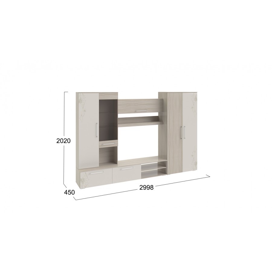 Стенка «Мишель» Ясень шимо, Сатин матовый