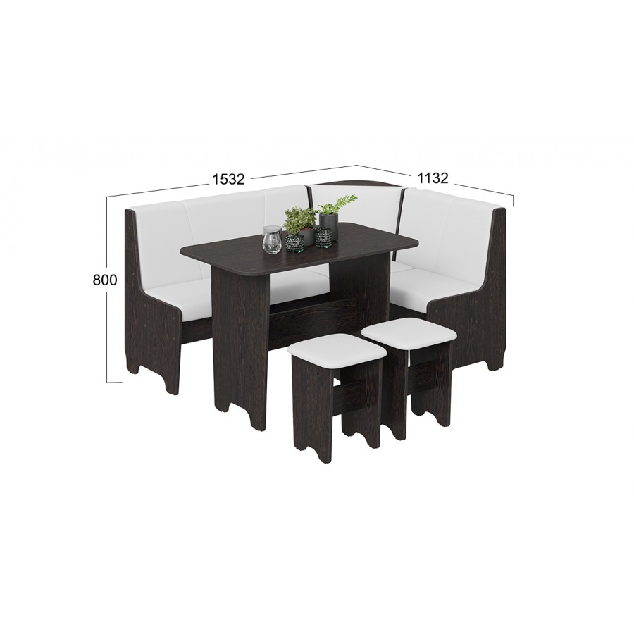 Кухонный уголок «Техас» Исп.1 Венге, Экокожа белая