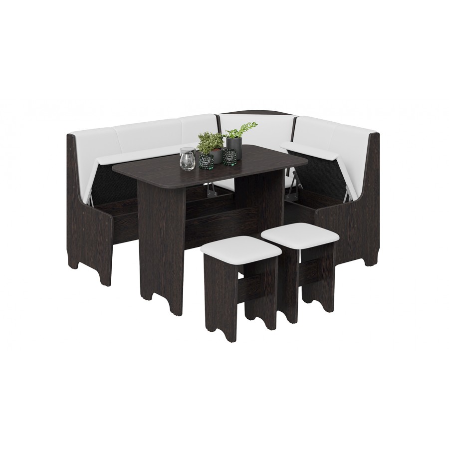 Кухонный уголок «Техас» Исп.1 Венге, Экокожа белая