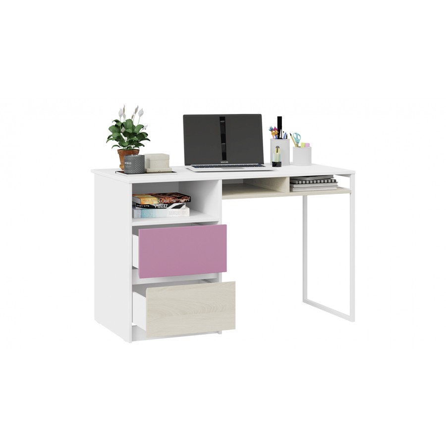 Стол письменный с ящиками «Сканди» - СМ-386.15.02-20 Дуб Гарден, Белая, Лиловый