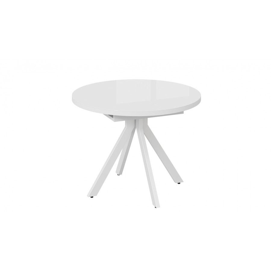 Стол обеденный раздвижной «Стокгольм» Тип 1 - 125.000.000 Белый муар, Стекло глянцевое белое