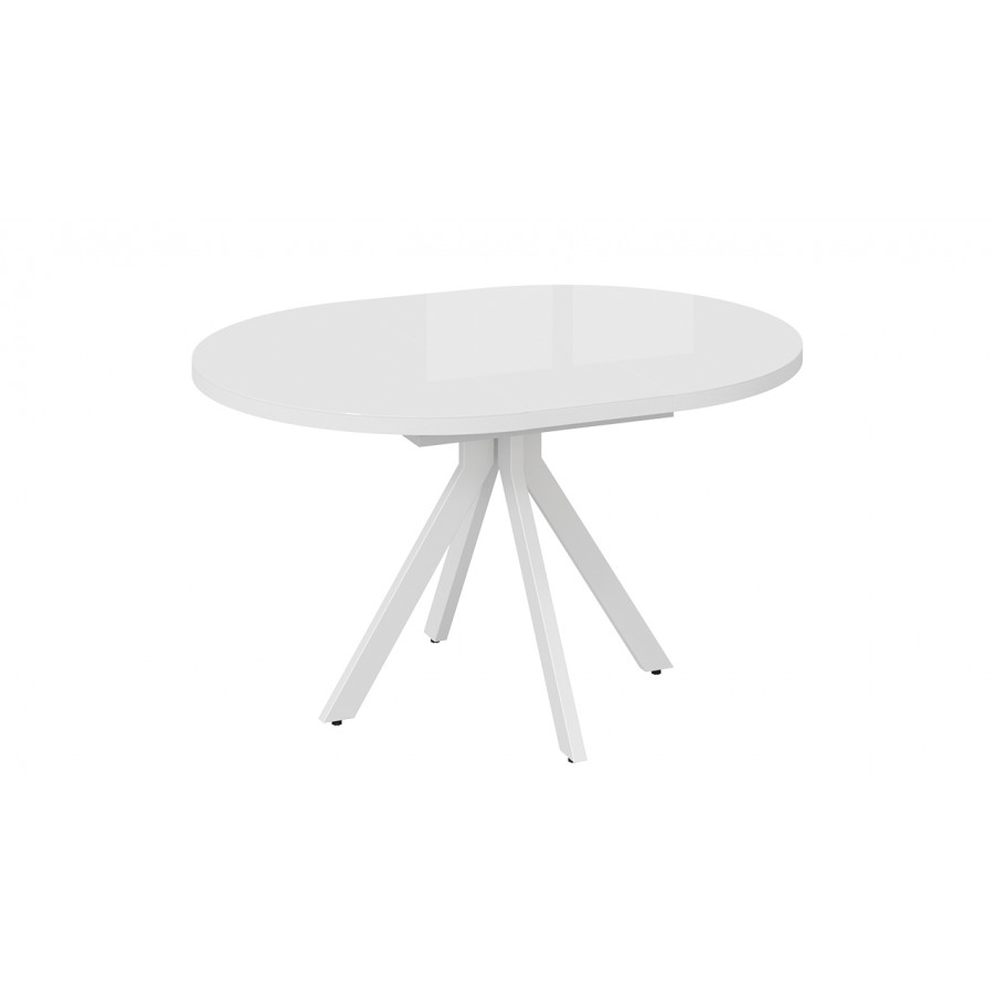 Стол обеденный раздвижной «Стокгольм» Тип 1 - 125.000.000 Белый муар, Стекло глянцевое белое