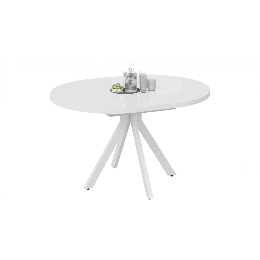 Стол обеденный раздвижной «Стокгольм» Тип 1 - 125.000.000 Белый муар, Стекло глянцевое белое