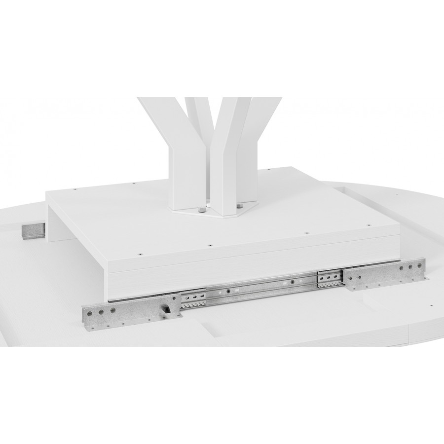 Стол обеденный раздвижной «Стокгольм» Тип 1 - 125.000.000 Белый муар, Стекло глянцевое белое