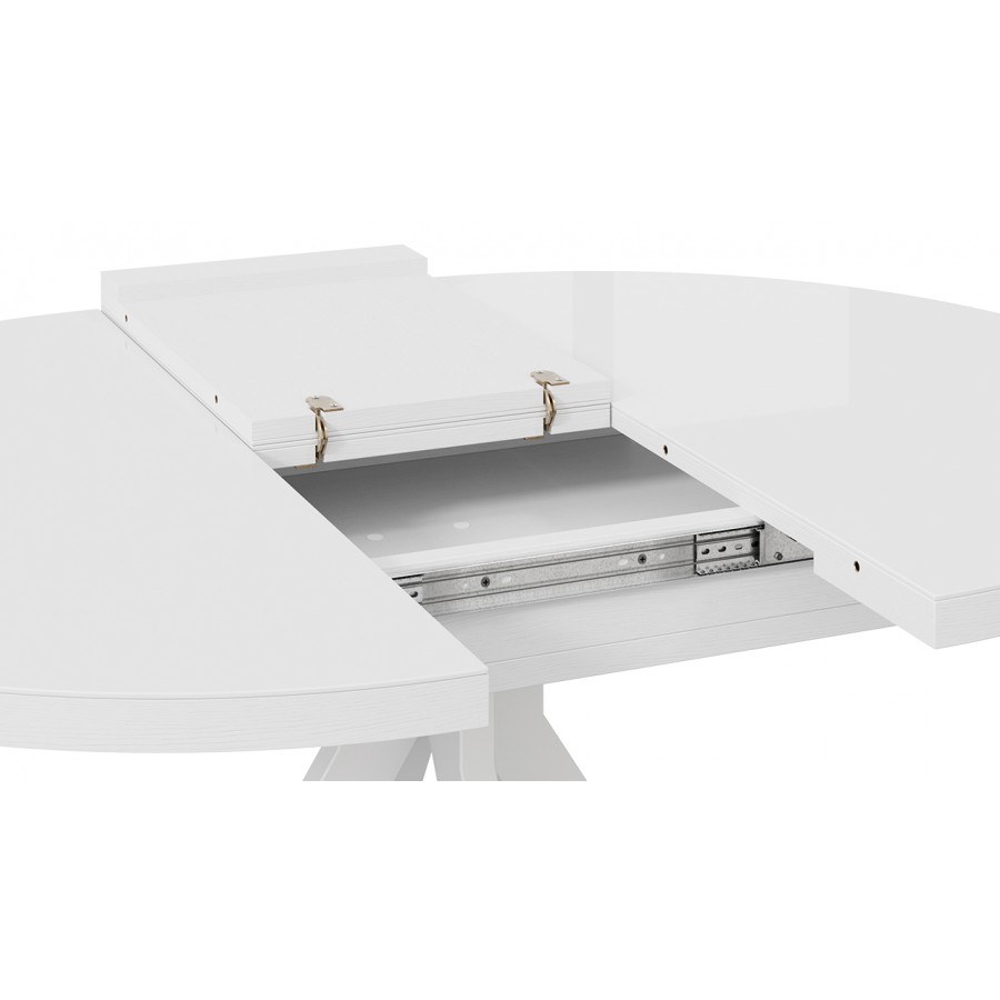 Стол обеденный раздвижной «Стокгольм» Тип 1 - 125.000.000 Белый муар, Стекло глянцевое белое