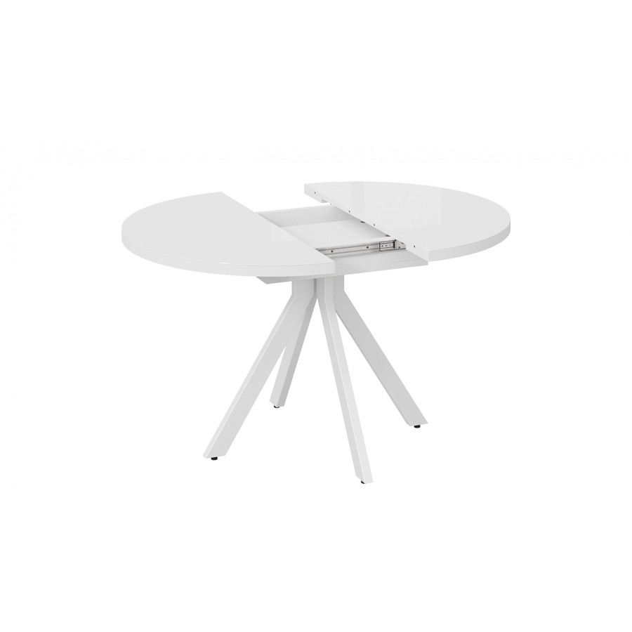 Стол обеденный раздвижной «Стокгольм» Тип 1 - 125.000.000 Белый муар, Стекло глянцевое белое