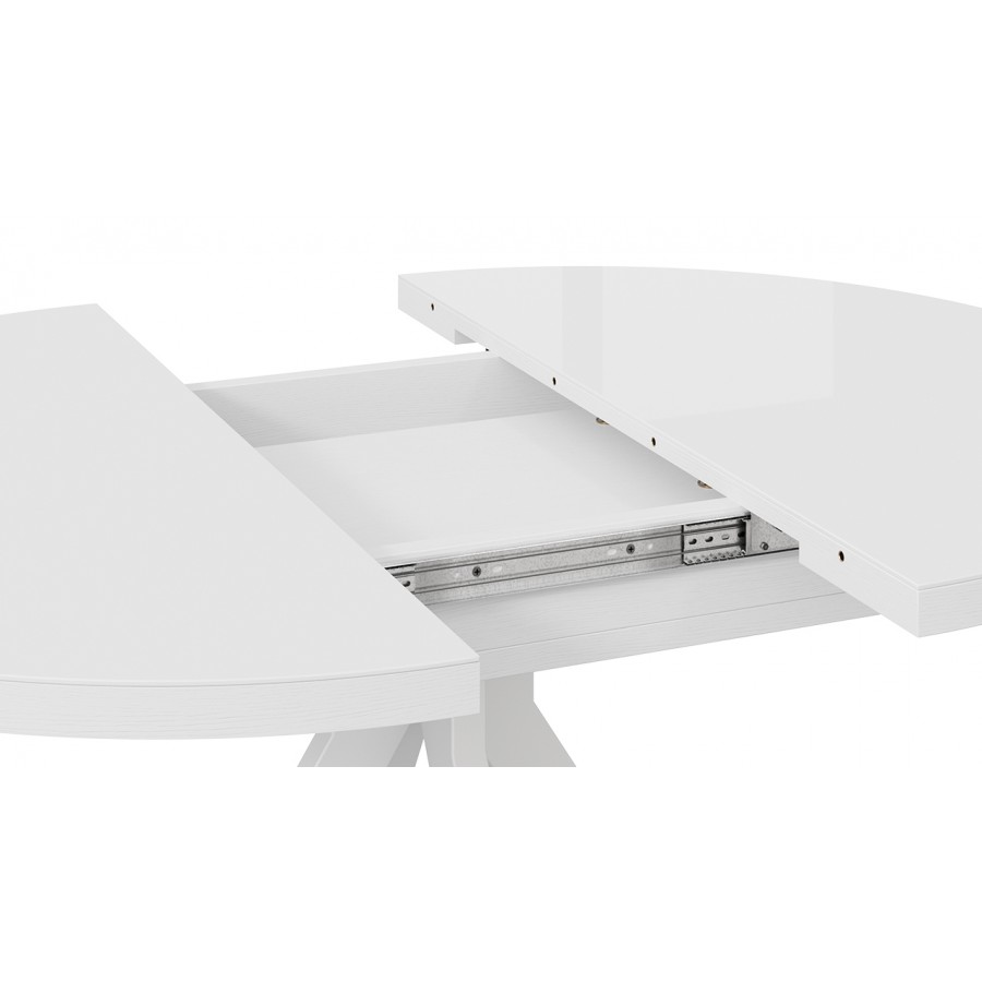 Стол обеденный раздвижной «Стокгольм» Тип 1 - 125.000.000 Белый муар, Стекло глянцевое белое