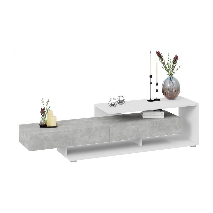 Тумба ТВ «Монтана» тип 4 - КМ+02.84.000.027 Белый, Ателье светлый глянец