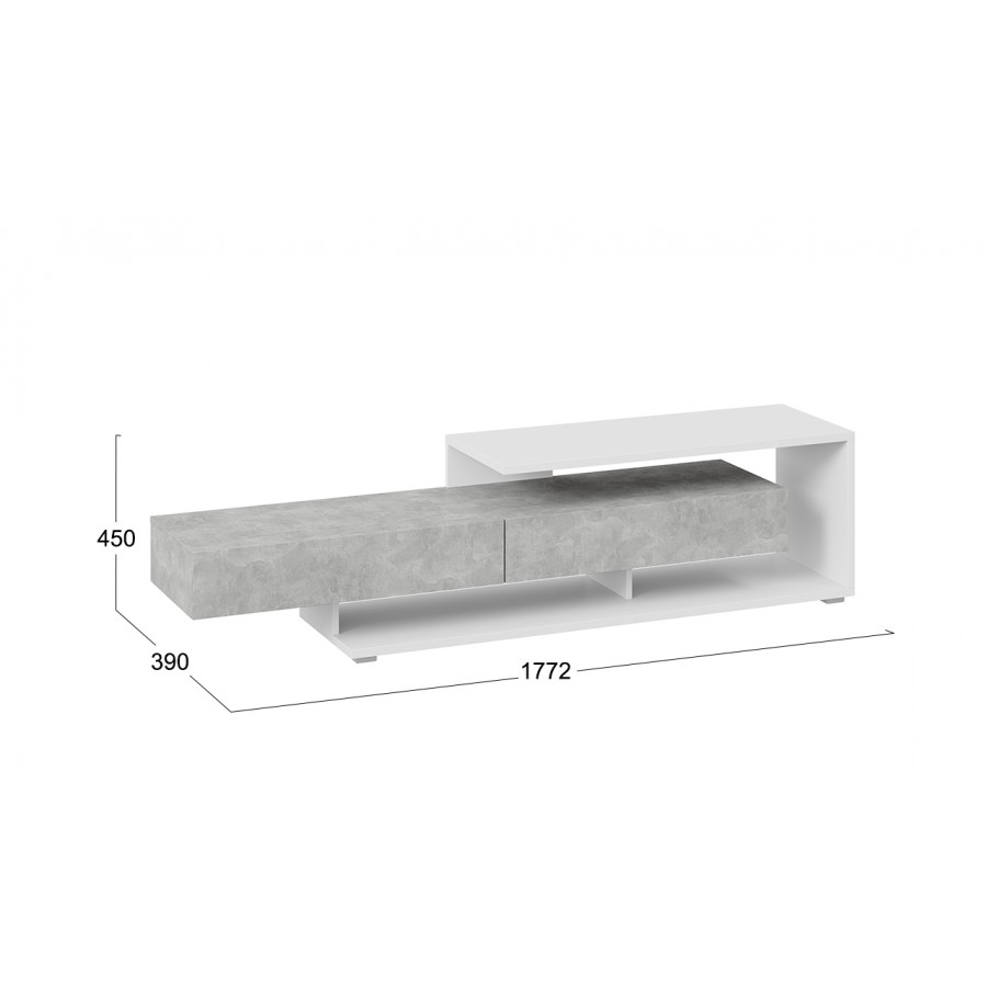 Тумба ТВ «Монтана» тип 4 - КМ+02.84.000.027 Белый, Ателье светлый глянец