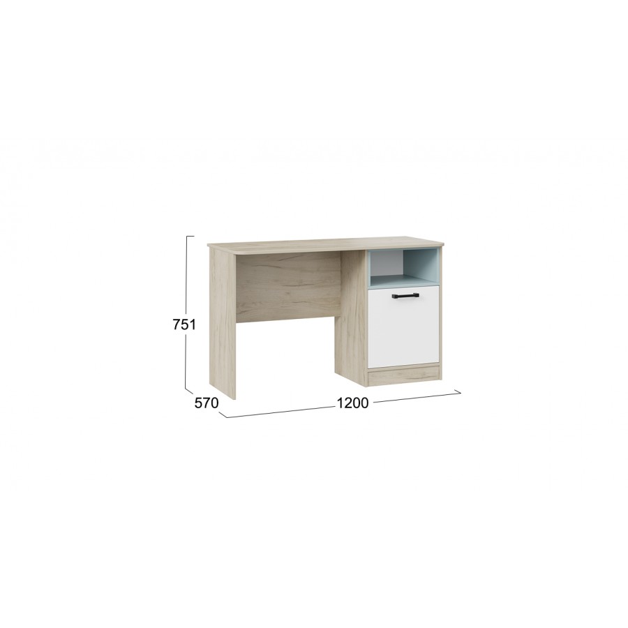 Стол письменный «Оливер» Тип 1 - 401.004.000 Дуб крафт серый, Белый, Серо-голубой