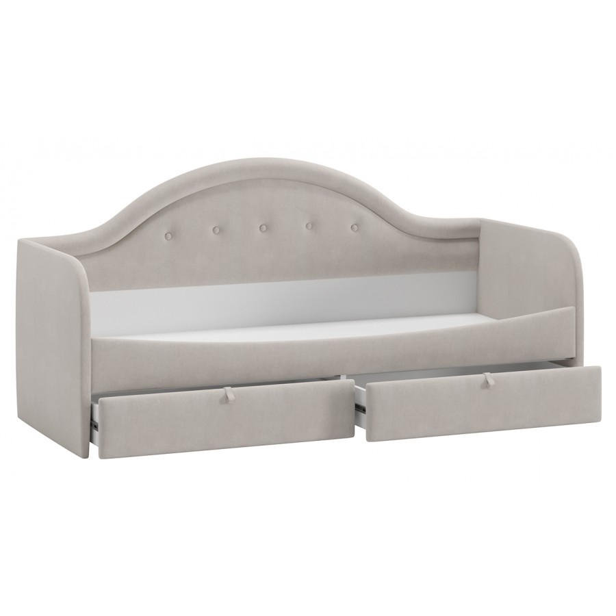 Кровать «Адель» с мягкой спинкой тип 1 Велюр Мокко светлый