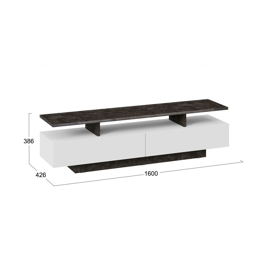 Тумба ТВ «Монтана» тип 1 - КМ+02.84.000.024 Белый, Ателье темный глянец