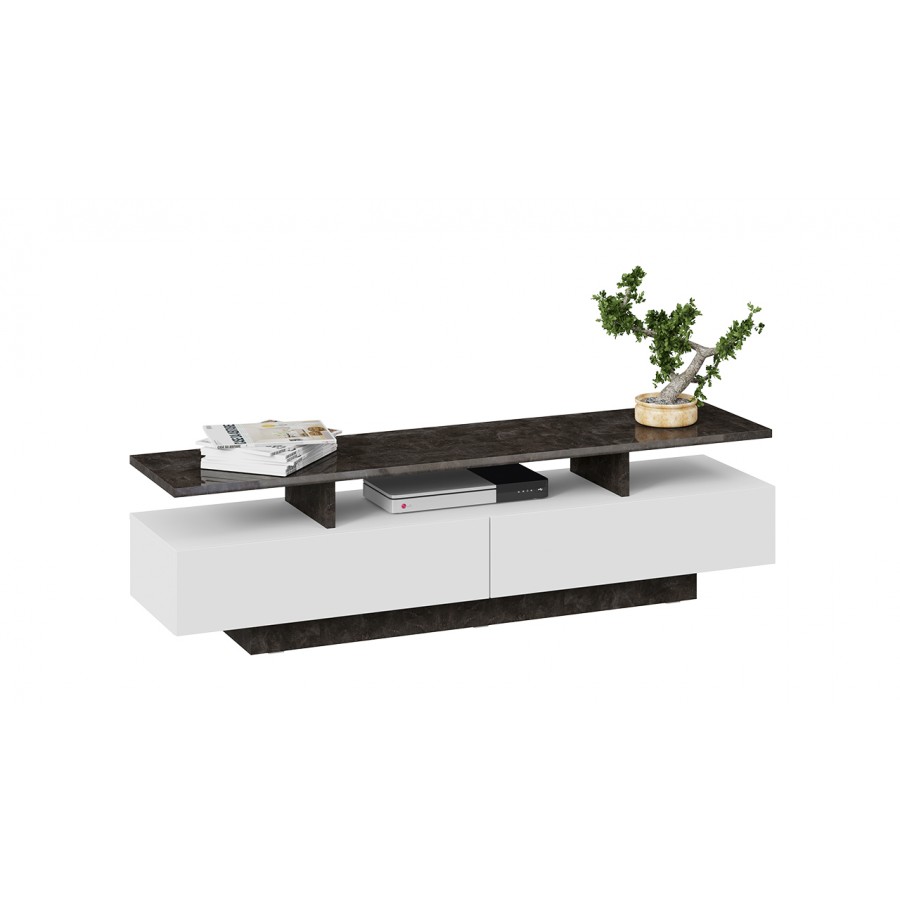 Тумба ТВ «Монтана» тип 1 - КМ+02.84.000.024 Белый, Ателье темный глянец