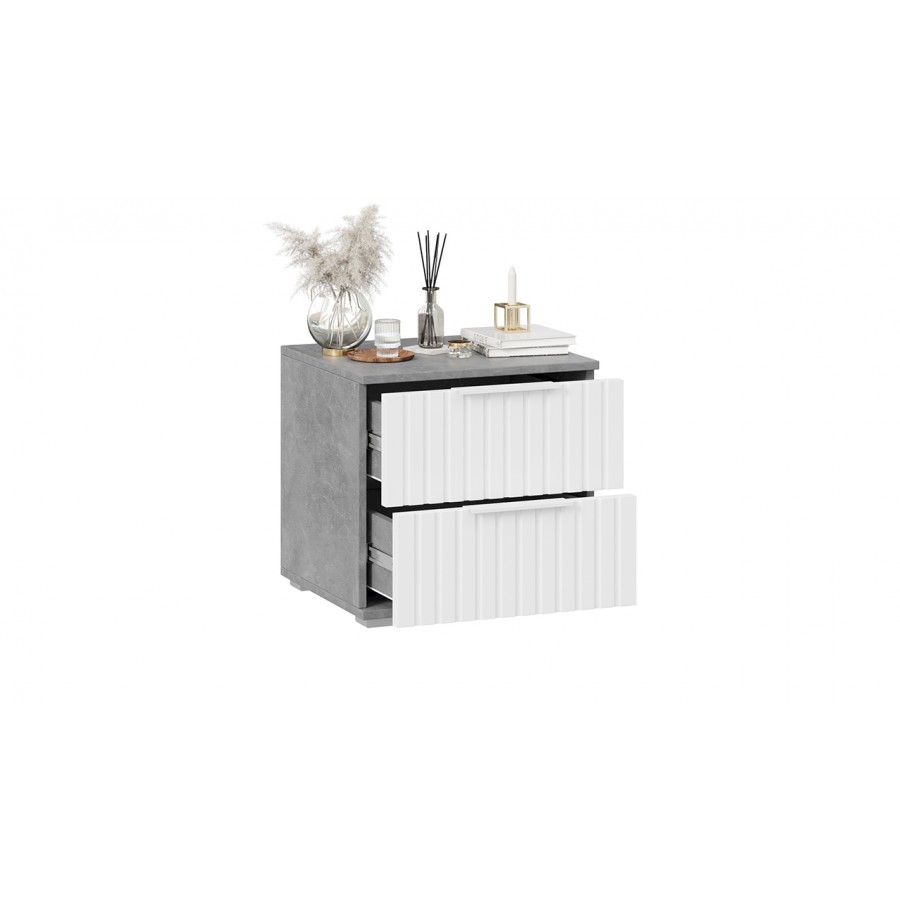 Тумба прикроватная «Хилтон» - 402.001.000 Ателье светлый, Белый матовый