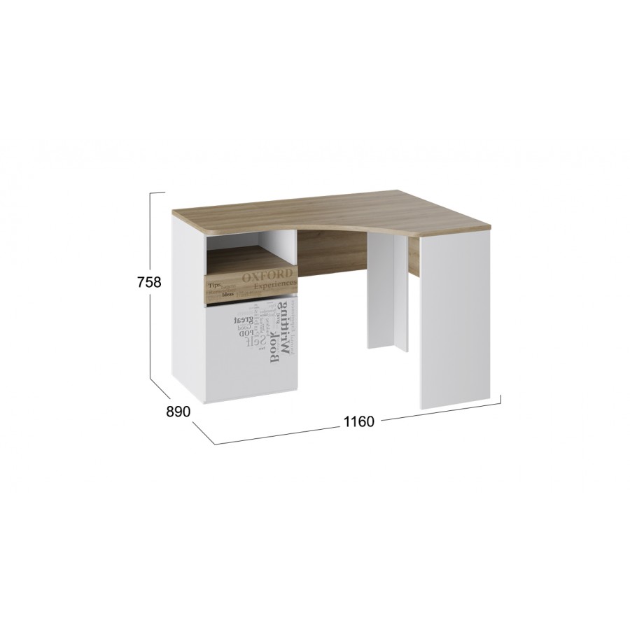 Стол угловой с ящиками «Оксфорд» - ТД-139.15.03 Ривьера, Белый с рисунком
