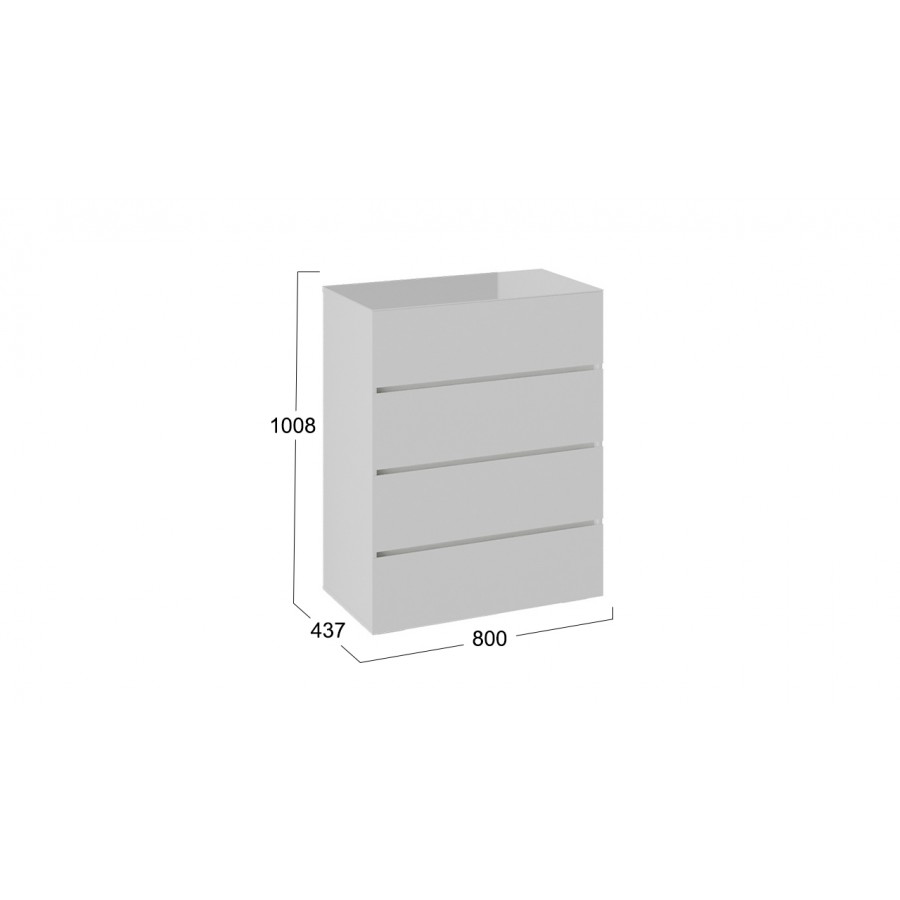 Комод «Glance» тип 1 Белый (поры дерева), Стекло Белый глянец