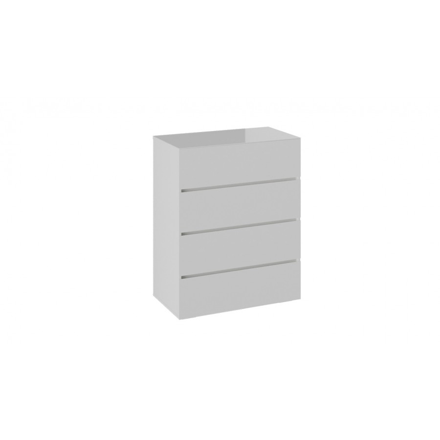 Комод «Glance» тип 1 Белый (поры дерева), Стекло Белый глянец