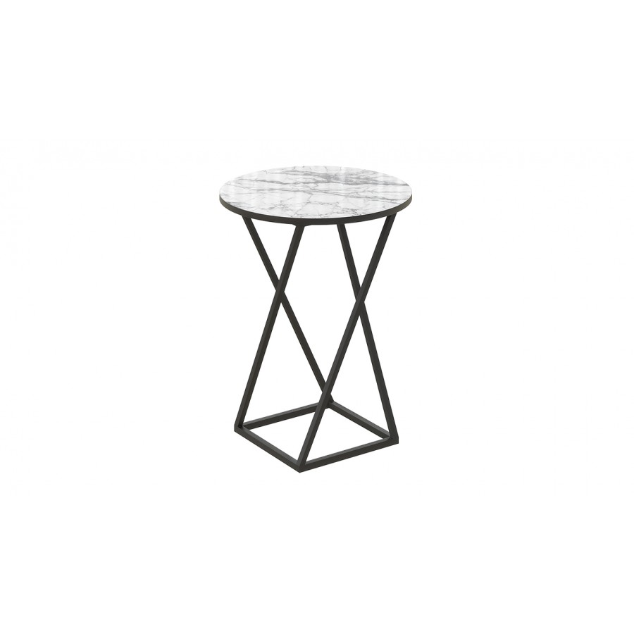 Стол журнальный ДП 1-03-05 исп. 2 - ДП 1-03-05 Черный, Стекло Мрамор белый