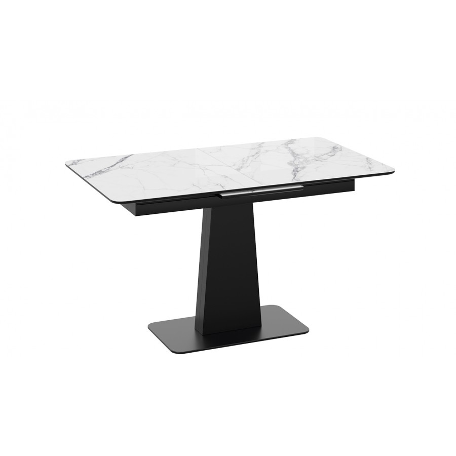 Стол обеденный «Бридж» Черный муар, Стекло глянцевое белый мрамор