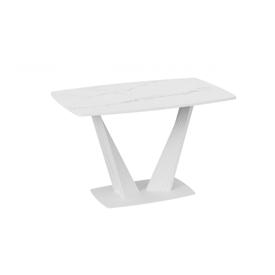 Стол раздвижной «Фабио» Тип 1 Белый матовый, Стекло глянцевое белое