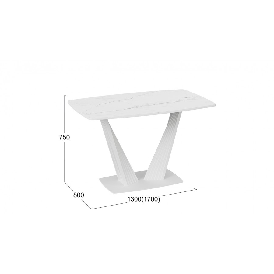 Стол раздвижной «Фабио» Тип 1 Белый матовый, Стекло глянцевое белое