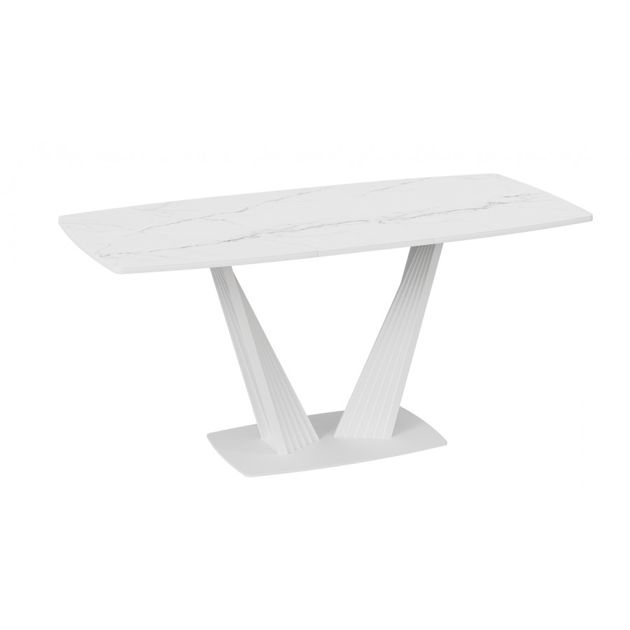 Стол раздвижной «Фабио» Тип 1 Белый матовый, Стекло глянцевое белое