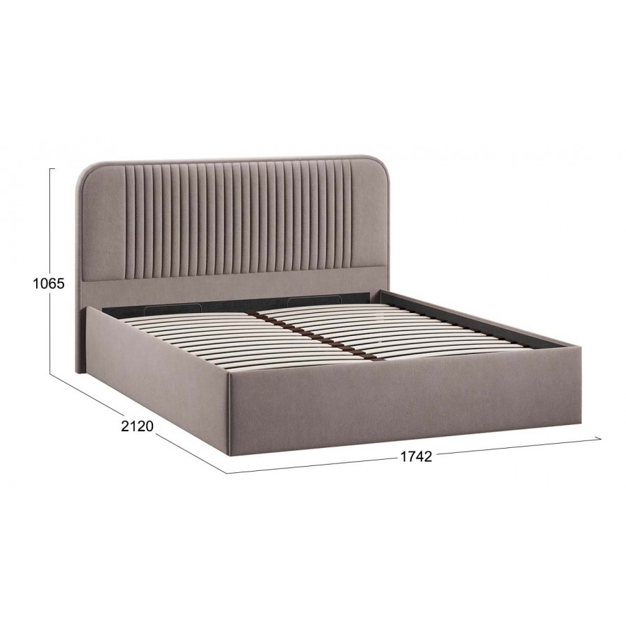 Кровать с ПМ «Тиффани» Тип 1 с заглушиной Велюр Мокко темный