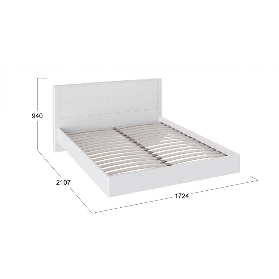 Кровать без ПМ «Наоми» (без подъемного механизма) - СМ-208.01.01 Белый глянец