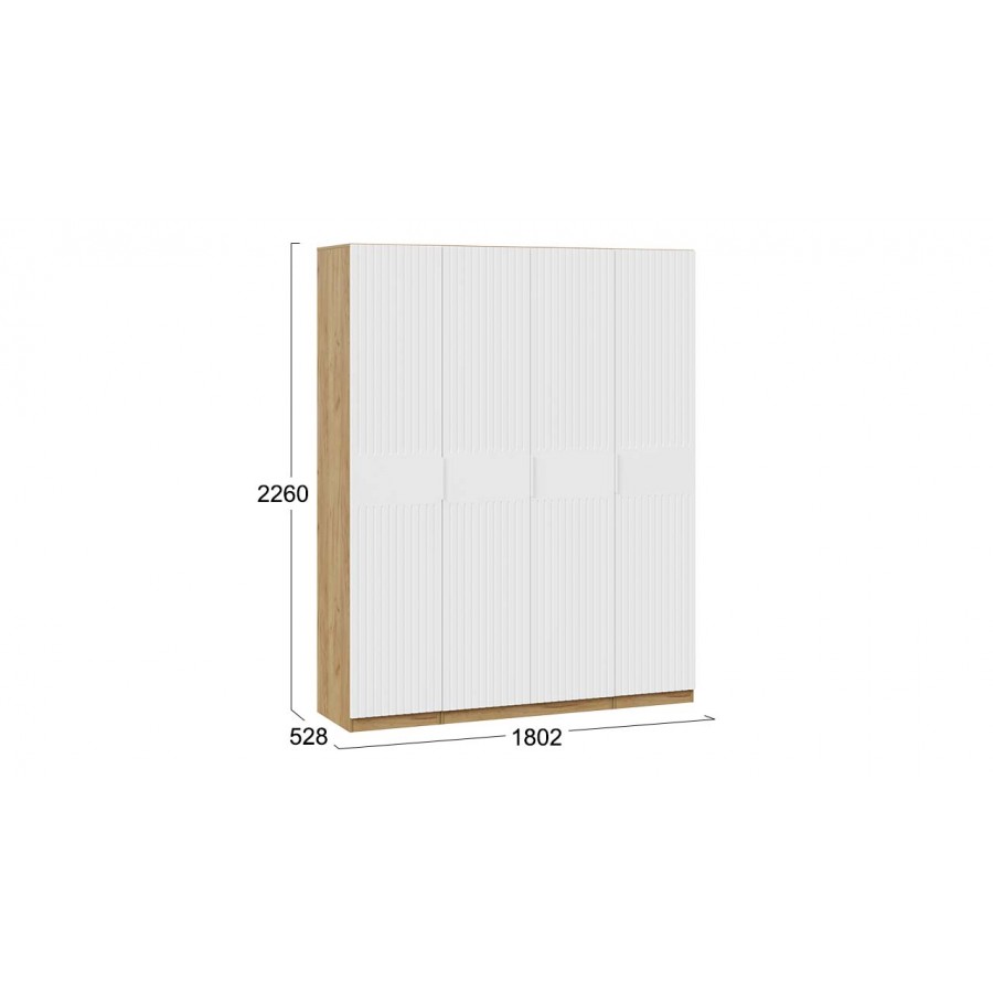 Шкаф комбинированный с 4-мя дверями «Хилтон» Дуб Крафт золотой, Белый матовый