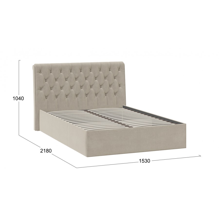 Кровать без ПМ «Скарлет» Тип 1 (без подъемного механизма) Велюр Мокко светлый