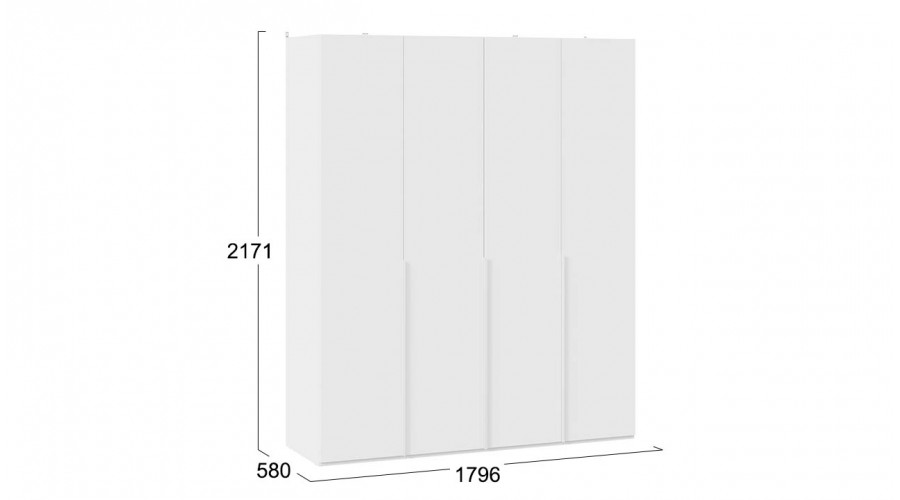 Шкаф для одежды (580) с 4 глухими дверями «Порто» - СМ-393.07.110 Белый Жемчуг, Белый софт